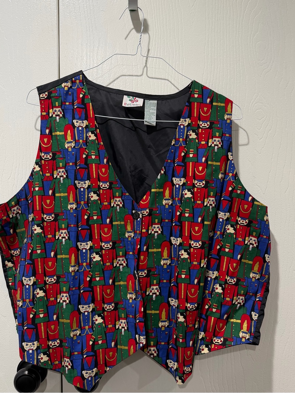 Nutcracker Print Holiday Vest - Red, Green, Blue